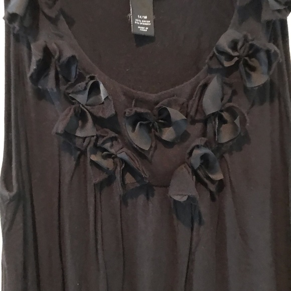 Lane Bryant Bow Ruffle Neck Tank Black 14/16 1X - Picture 1 of 3